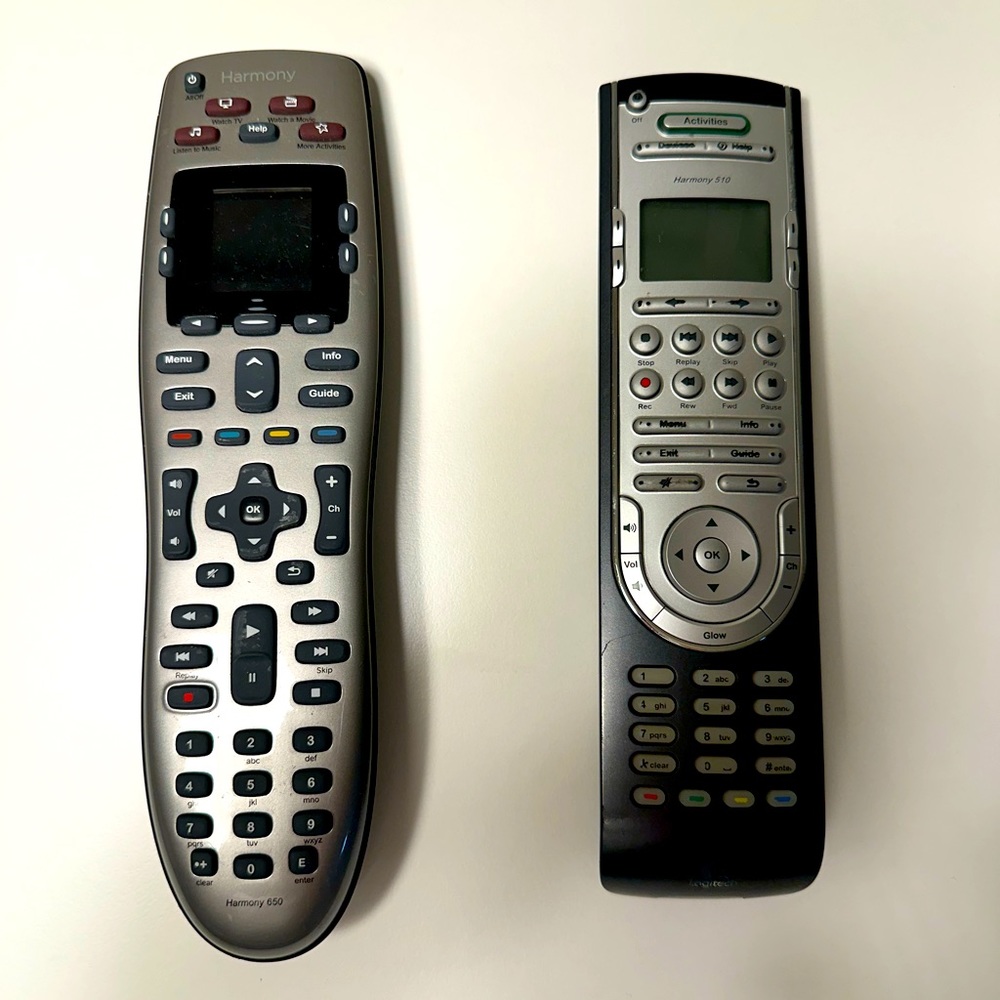 Two Logitech Harmony remote controls
